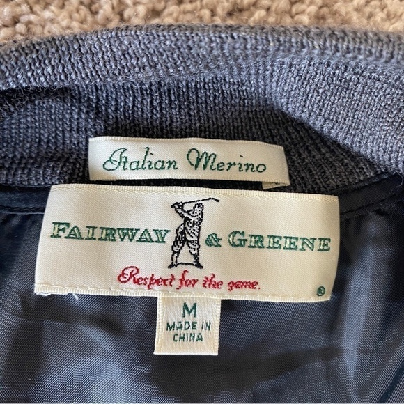 Fairway & Greene Italian Merino Wool 1/4 Zip Sweater Lined Medium Gray - Picture 5 of 7
